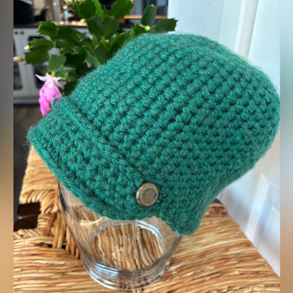 Banana Republic Teal Knit Beanie Hat 100% Wool